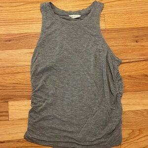 High tank side scrunch gray tank top